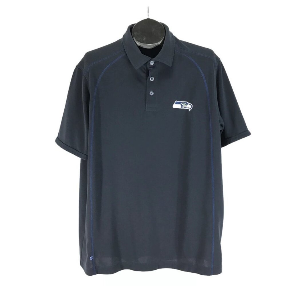 Tommy Bahama Seattle Seahawks Polo Shirt Men's Large Blue Logo NFL Football